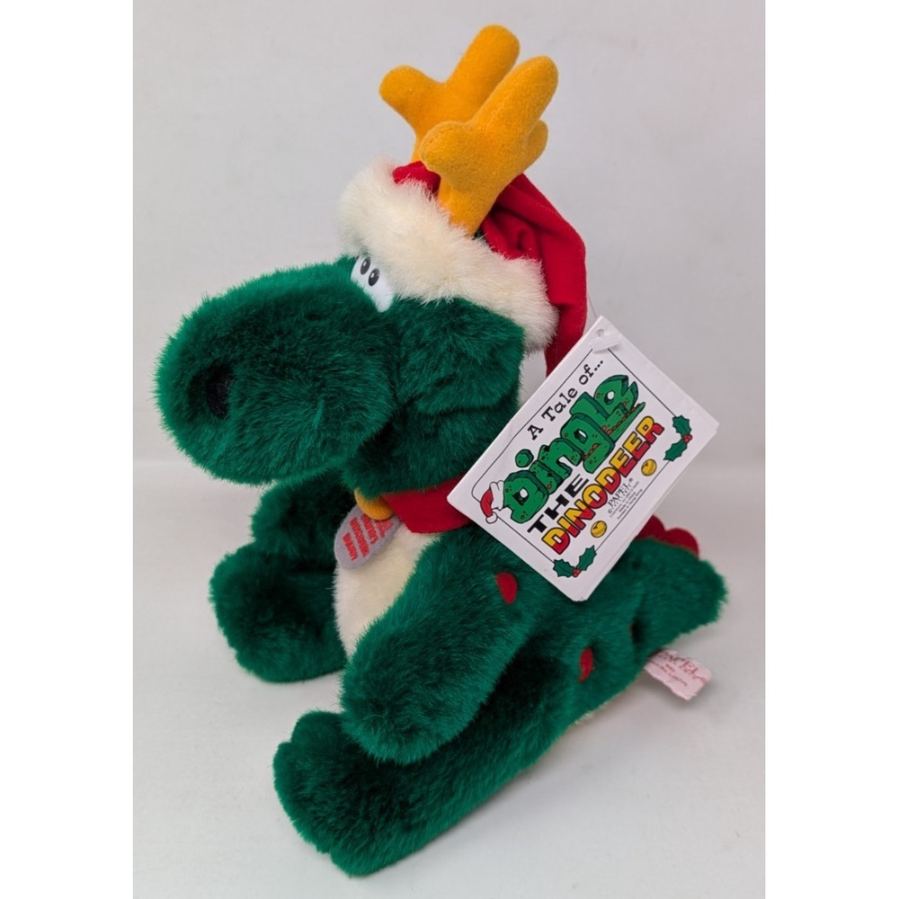 Vintage Christmas Dinosaur Dingle Papel Santa's Dinodeer Buddy Plush Book Series